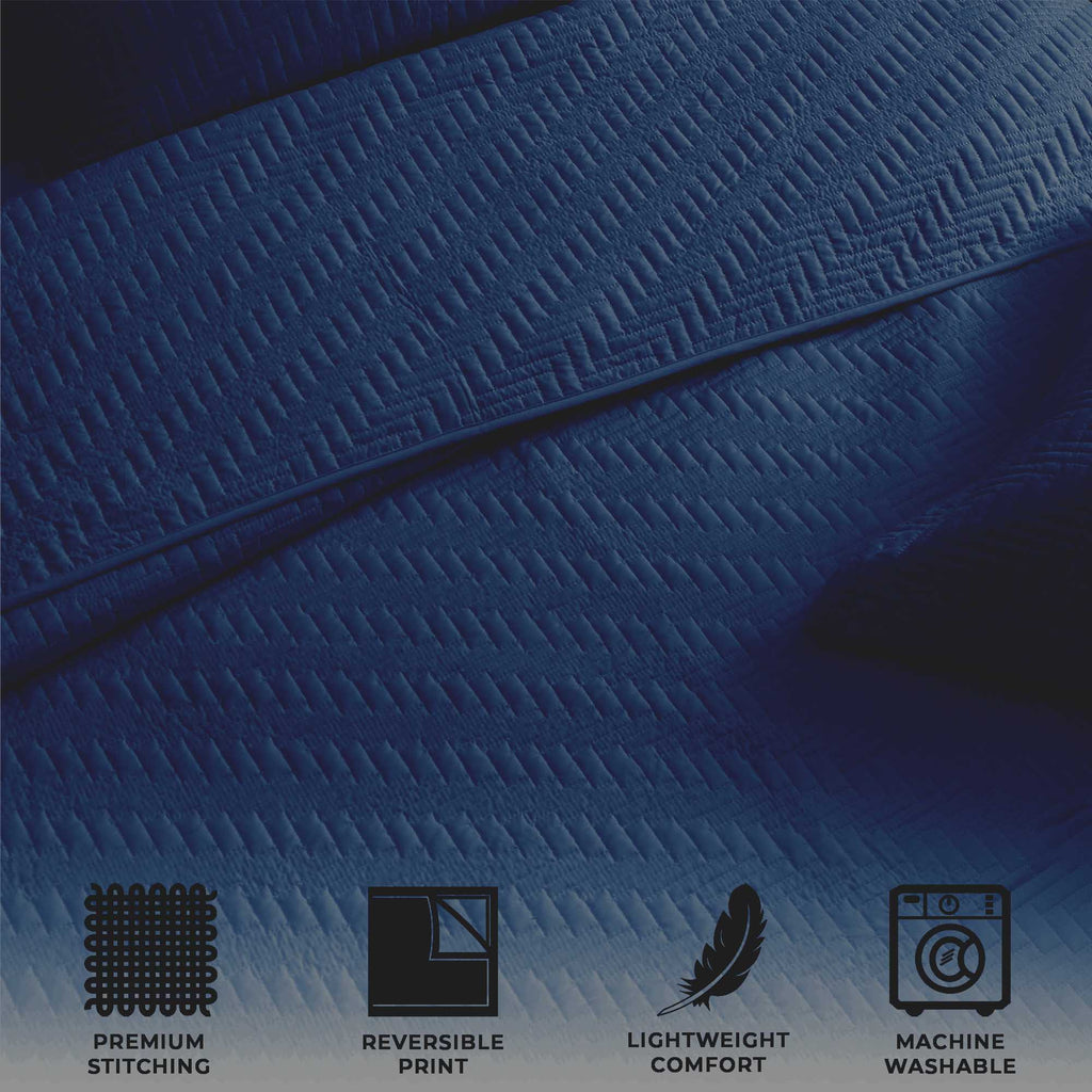 Elegant Herringbone Stitched Quilt Set – Louise Collection (3-Piece)