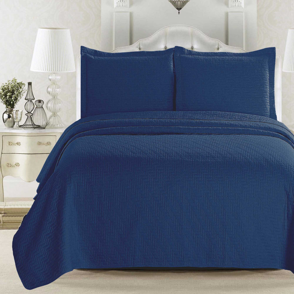 Elegant Herringbone Stitched Quilt Set – Louise Collection (3-Piece)