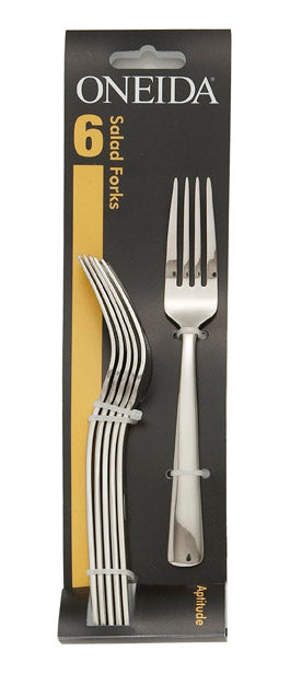 Oneida Aptitude Salad Forks, Set of 6, 18/0 stainless steel (view 2)