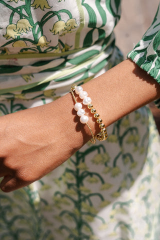 Hadley Triple Pearl -  18k Gold Plated Beaded Bracelets