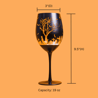 Matte Black Graveyard Halloween Wine Goblets – Set of 2