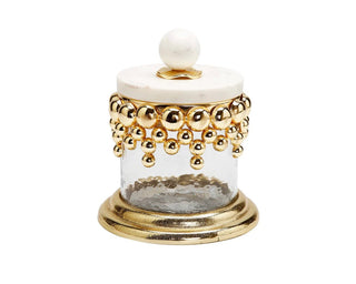 Hammered Glass Canisters with Gold Design and Marble Lid Set - Anara Lifestyle