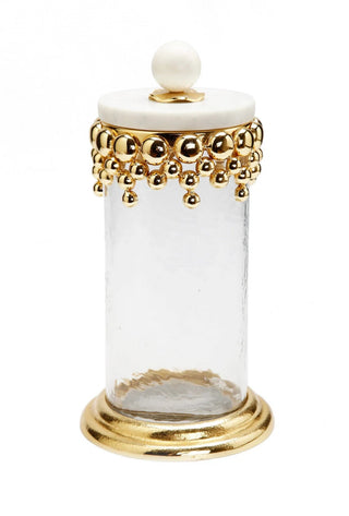 Hammered Glass Canisters with Gold Design and Marble Lid Set - Anara Lifestyle