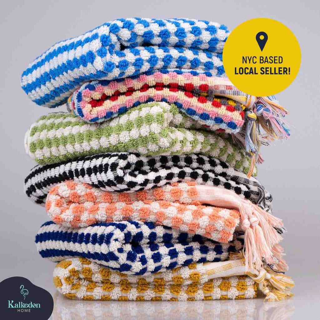 Pom Pom Hand Towel | Organic Turkish Cotton Plush Jacquard Towel