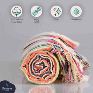 Rainbow Cotton Throw Blanket – Handwoven Lightweight Multi-Purpose Blanket
