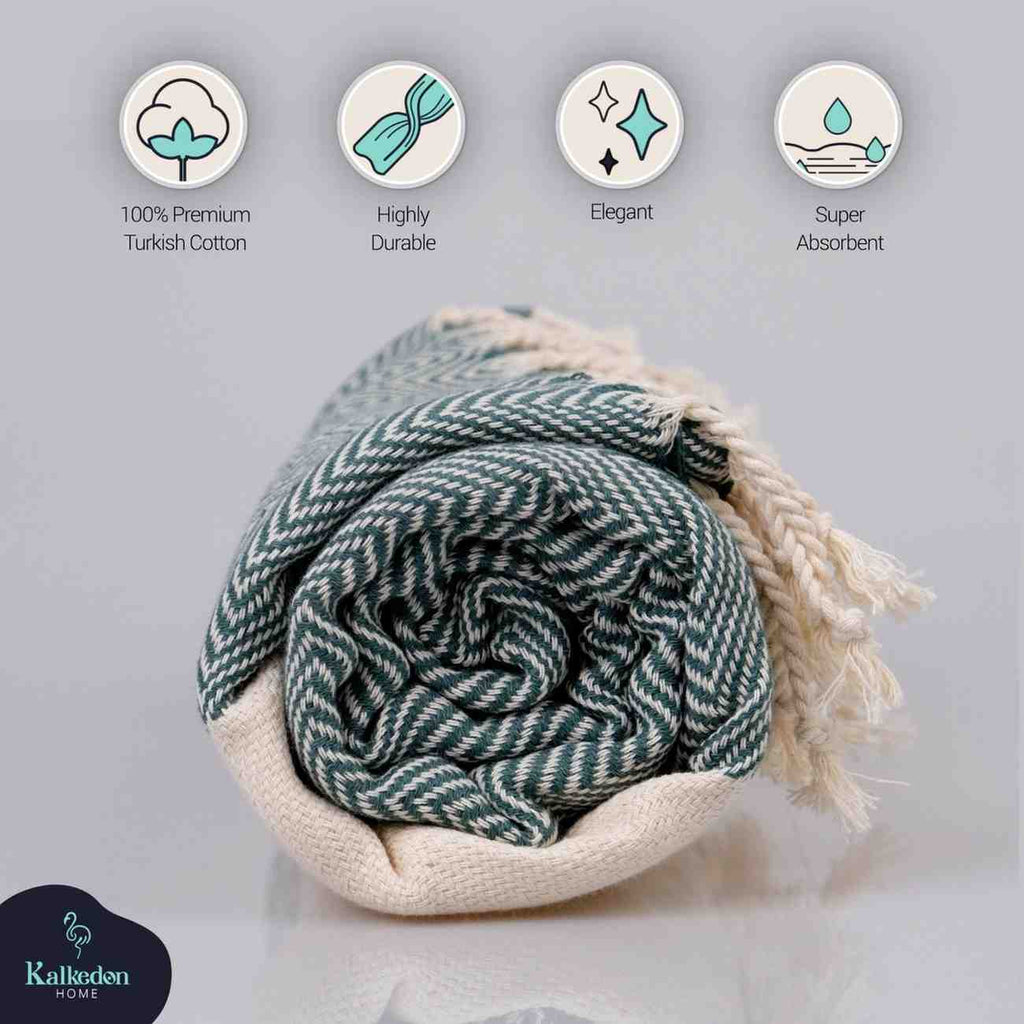Herringbone Turkish Towel | Oversized Sand-Resistant Cotton Towel