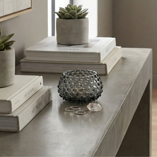 Hobnail Glass Bowl in Charcoal Haze – Small