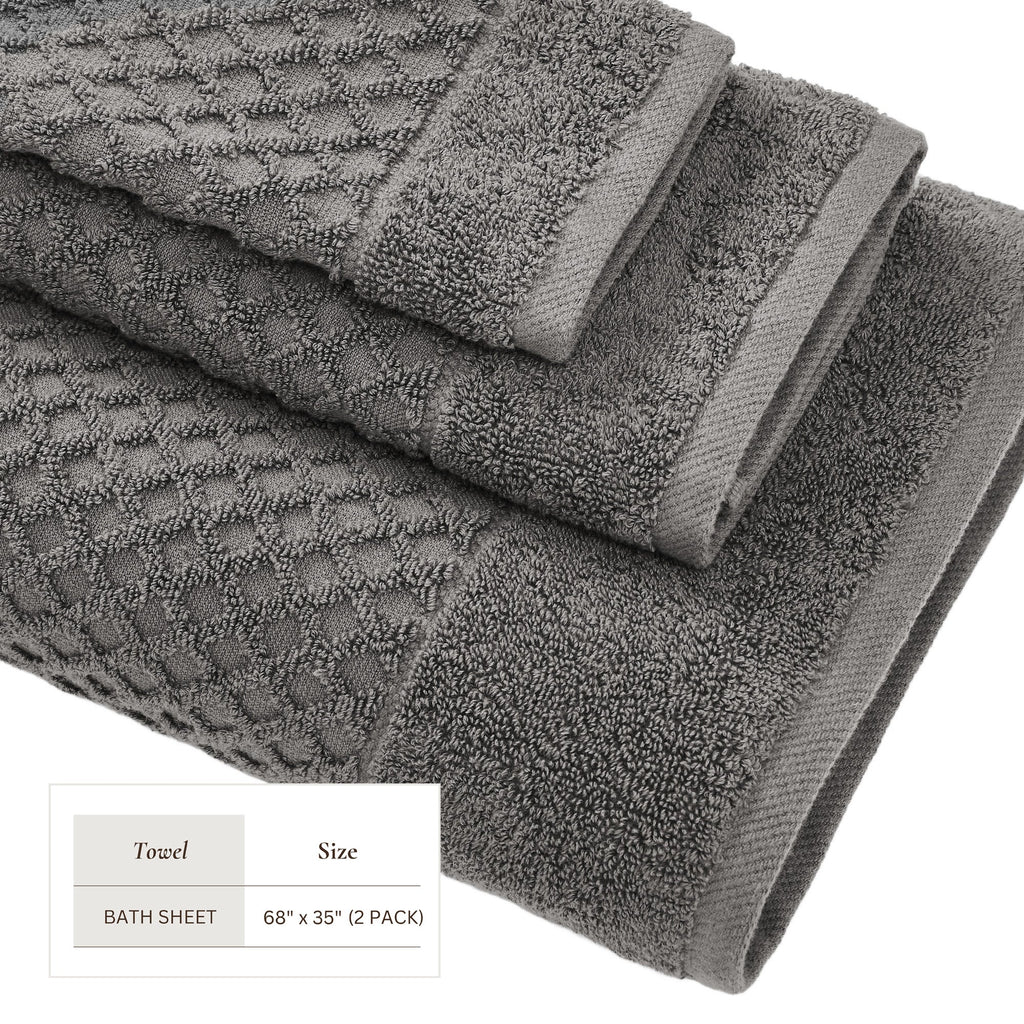 Grayson Cotton Diamond Waffle Weave Bath Towel Set