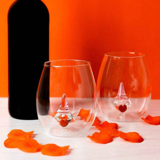3D Heart Gnome Stemless Wine Glasses – Set of 2