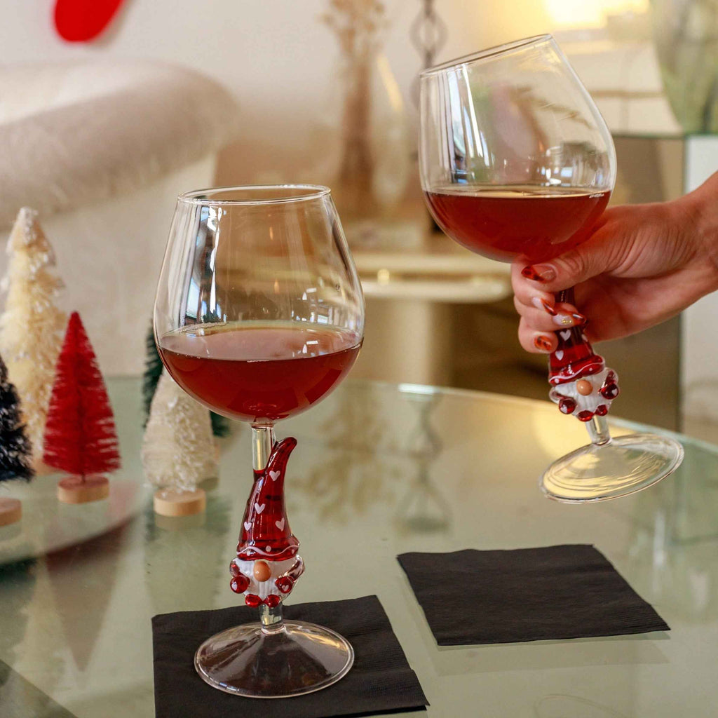 3D Heart Gnome Stemless Wine Glasses – Set of 2
