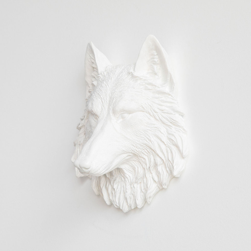 Sculpted Mini Faux Wolf Head Wall Decor