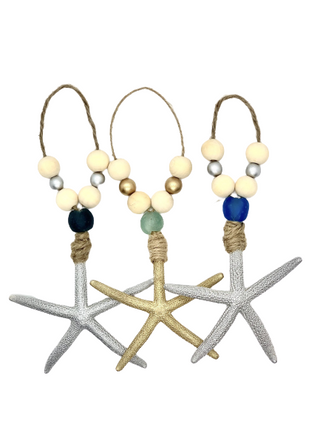 Sea Side Gilded Oyster or Starfish Ornaments – Set of 3
