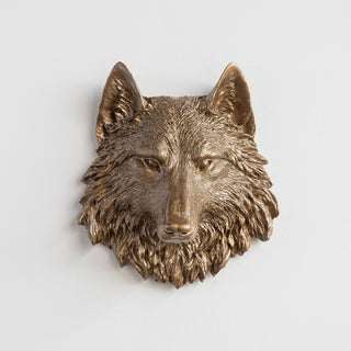 Sculpted Mini Faux Wolf Head Wall Decor