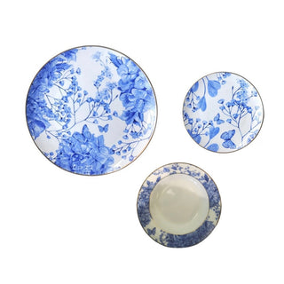 Blue Meadow Bone China Dish Set Service for 4