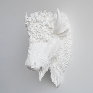 Sculpted Faux Bison Head Wall Decor