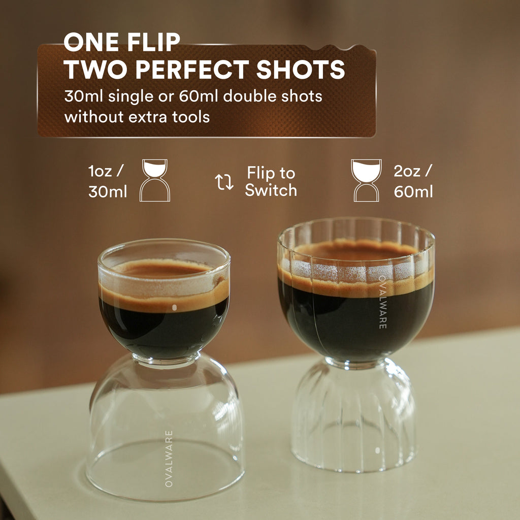 Stackable Espresso Shot Glasses with Measurements – Set of 2