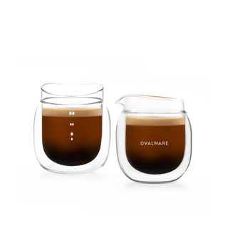 Double-Wall Espresso Pouring Glasses with Spout – Set of 2