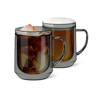 Double-Wall Glass Coffee Mugs with Handles – 17 oz, Set of 2