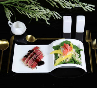 Sectional Salad Plate Set of 4 | Fine Bone China Divided Serving Plates