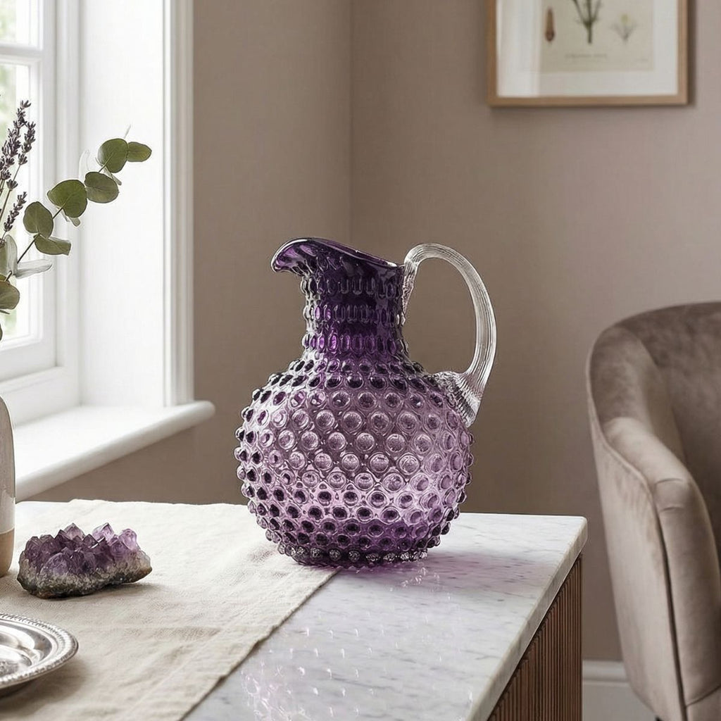 Hobnail Glass Jug in Wild Indigo – 2 Liter