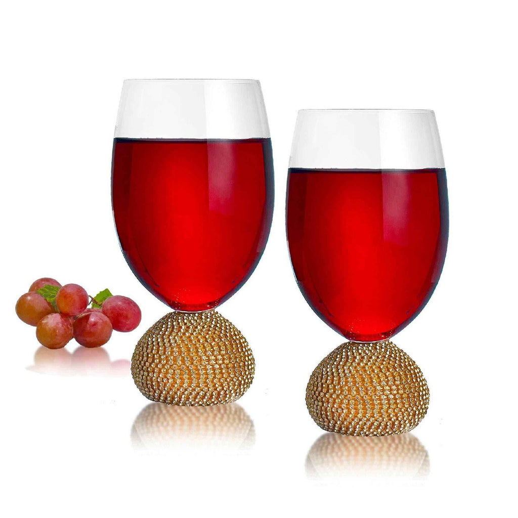Crystal Bling Stemless Wine Glasses – Set of 2