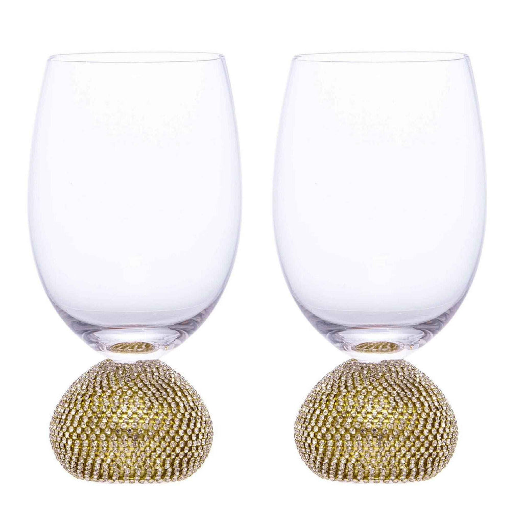 Crystal Bling Stemless Wine Glasses – Set of 2
