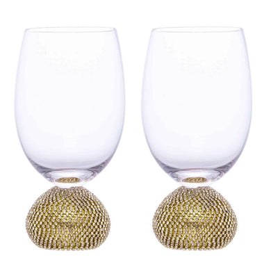 Crystal Bling Stemless Wine Glasses – Set of 2