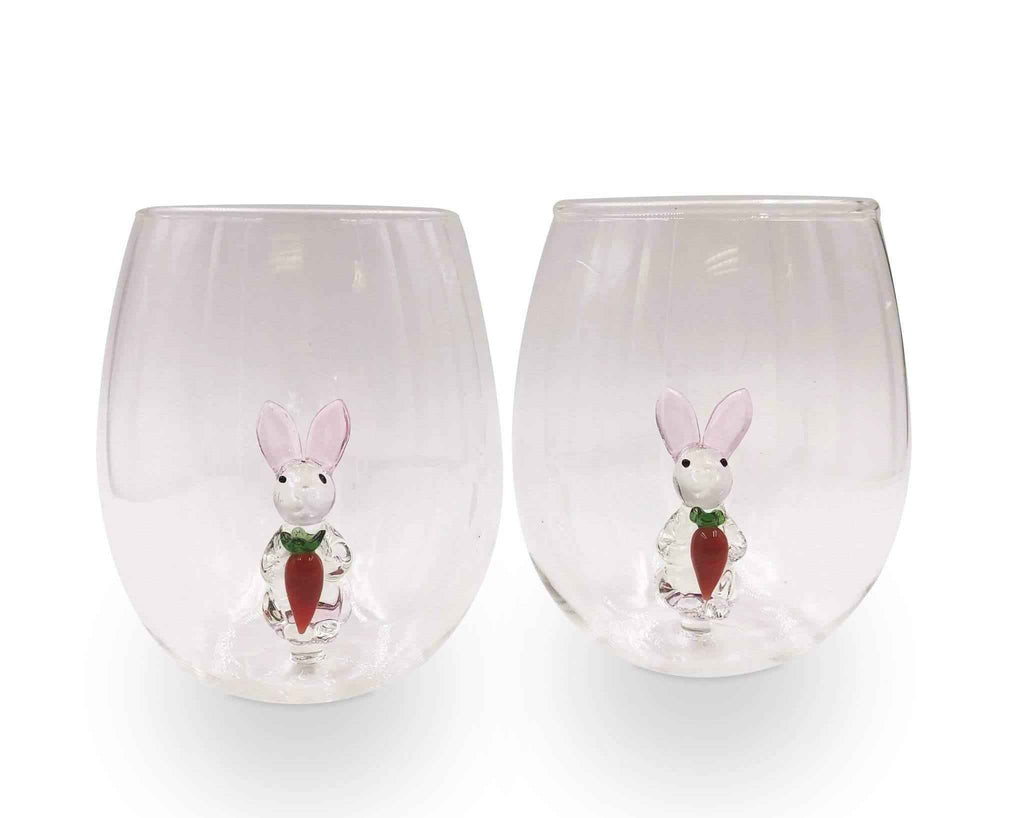 3D Easter Bunny Stemless Wine Glasses – Set of 2