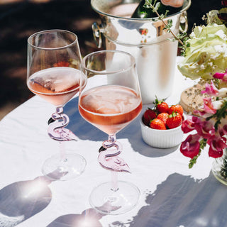 Hand-Blown 3D Flamingo Wine Glasses – Set of 2