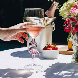 Hand-Blown 3D Flamingo Wine Glasses – Set of 2