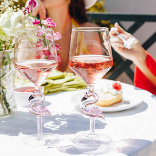 Hand-Blown 3D Flamingo Wine Glasses – Set of 2