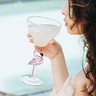 Hand-Blown 3D Flamingo Margarita Glasses – Set of 2
