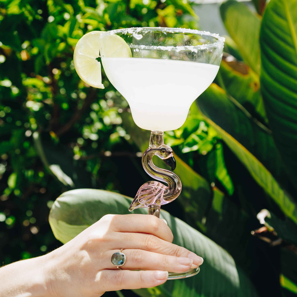 Hand-Blown 3D Flamingo Margarita Glasses – Set of 2