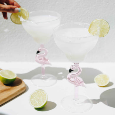 Hand-Blown 3D Flamingo Margarita Glasses – Set of 2