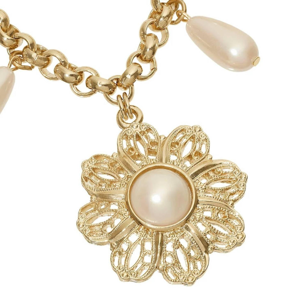 Gold Pearl Drop Necklace