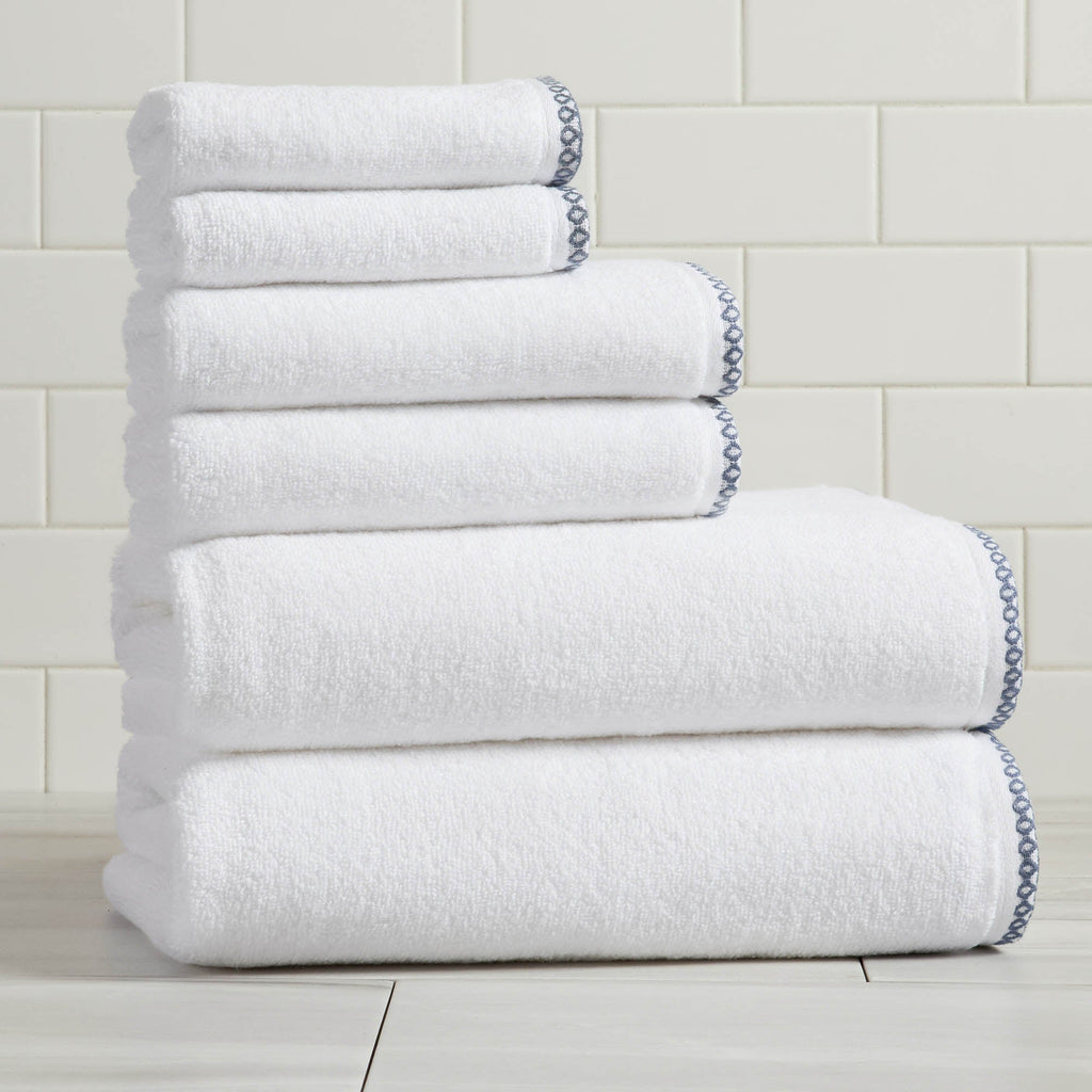 Elegant Cotton Border-Stitched Towel Set – Valery Collection (6-Piece)
