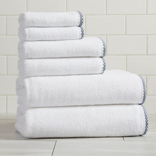 Elegant Cotton Border-Stitched Towel Set – Valery Collection (6-Piece)