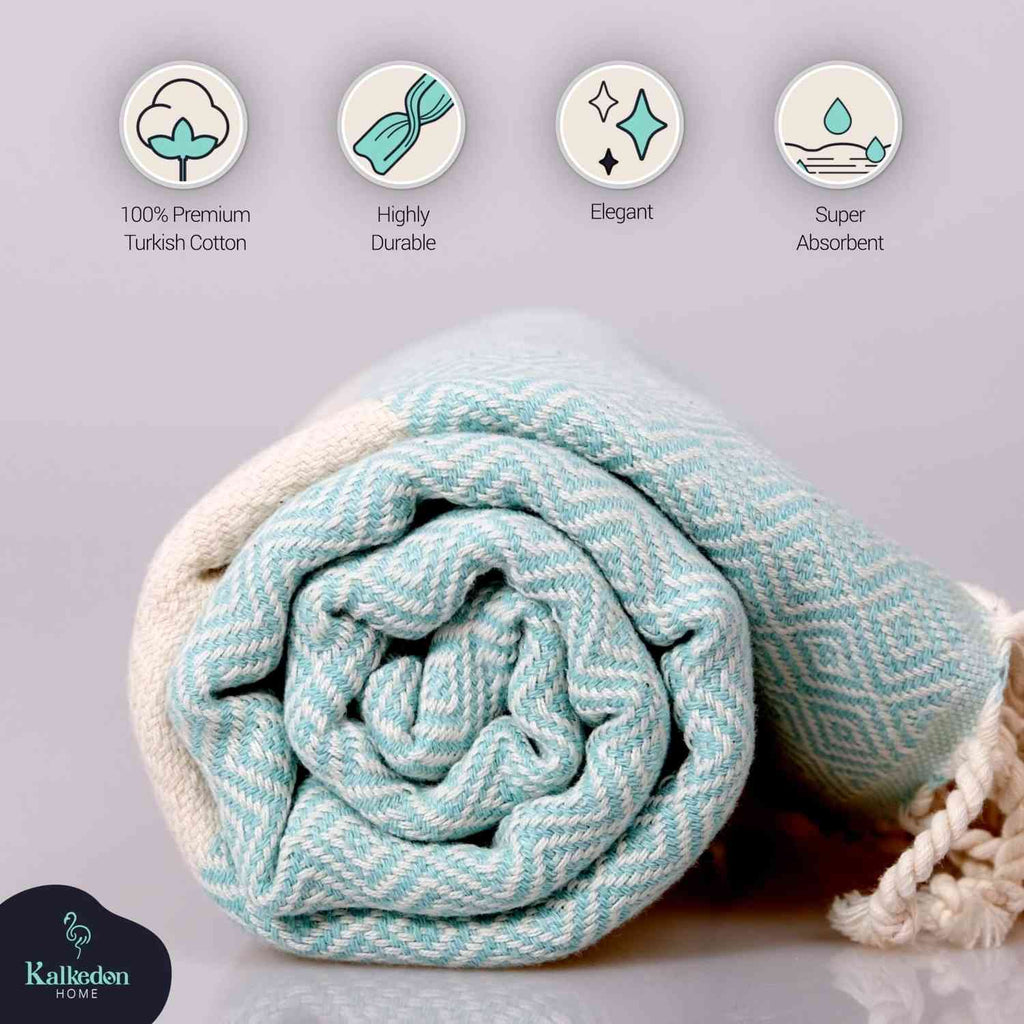 Diamond Turkish Cotton Beach Towel | Quick-Dry & Sand Resistant