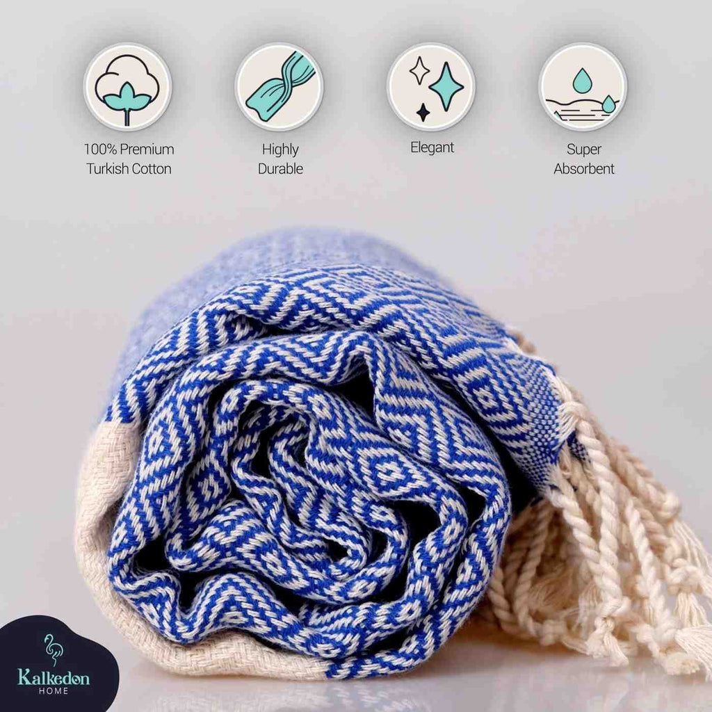 Diamond Turkish Cotton Beach Towel | Quick-Dry & Sand Resistant