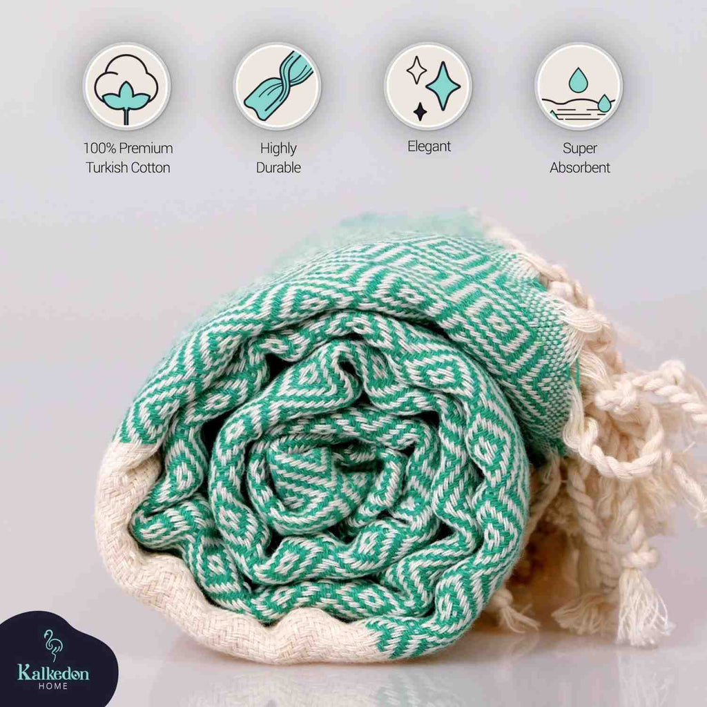 Diamond Turkish Cotton Beach Towel | Quick-Dry & Sand Resistant