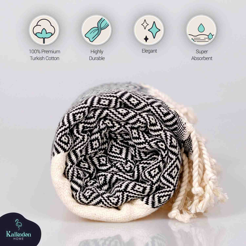 Diamond Turkish Cotton Beach Towel | Quick-Dry & Sand Resistant