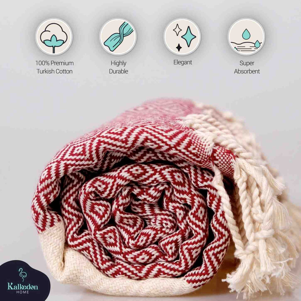 Diamond Turkish Cotton Beach Towel | Quick-Dry & Sand Resistant