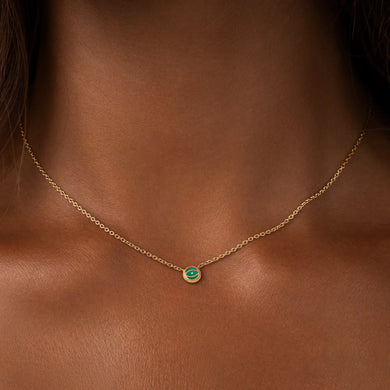 Emerald Agate Evil Eye Gold Necklace – Verdant Guardian