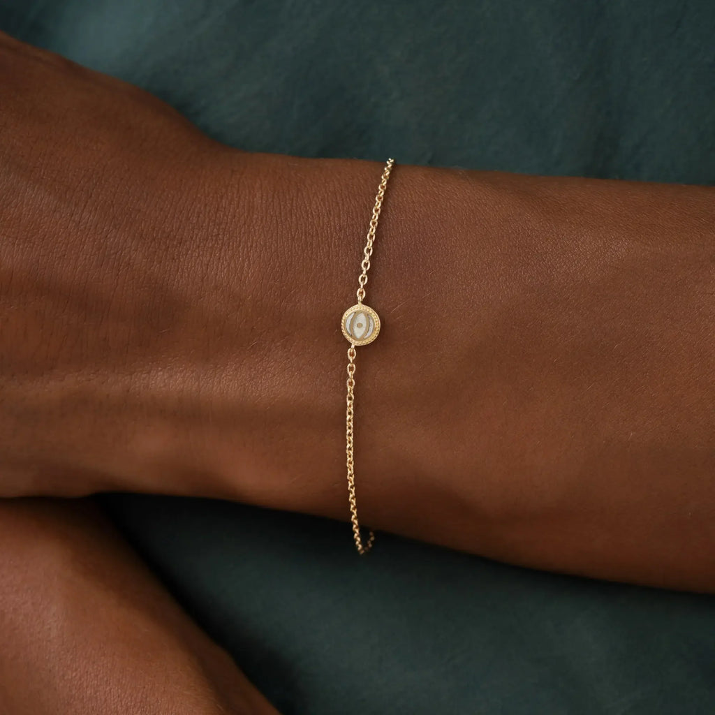 Moonstone Evil Eye Gold Bracelet – Lunar Harmony