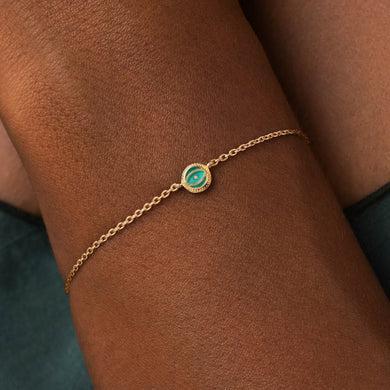 Emerald Agate Evil Eye Gold Bracelet – Verdant Guardian