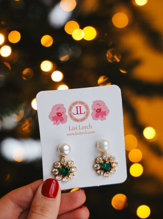 Kelly Emerald & Pearl 18K Gold Plated Drop Earrings