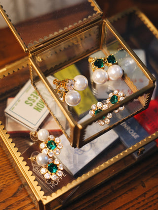 Kelly Emerald & Pearl 18K Gold Plated Drop Earrings
