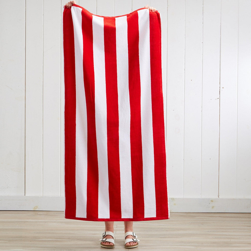 Elegant Cotton Velour Cabana Stripe Beach Towel – Novia Collection