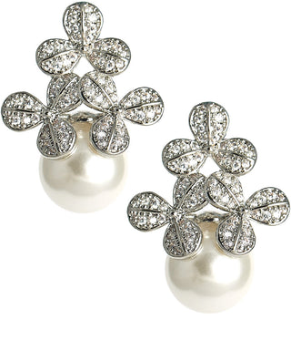 Kennedy 18K Gold Plated Rhinestone & Pearl Earrings