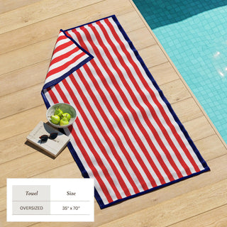Santa Cruz Oversized Striped Border Cabana Beach Towel